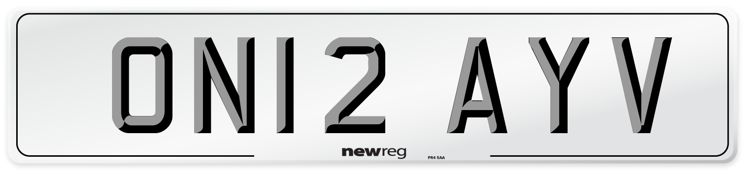 ON12 AYV Number Plate from New Reg